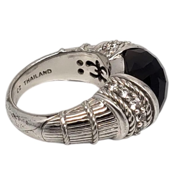 Judith Ripka Sterling Silver Smokey Quartz & CZ Ring Size 7 #21031 - Picture 3 of 11